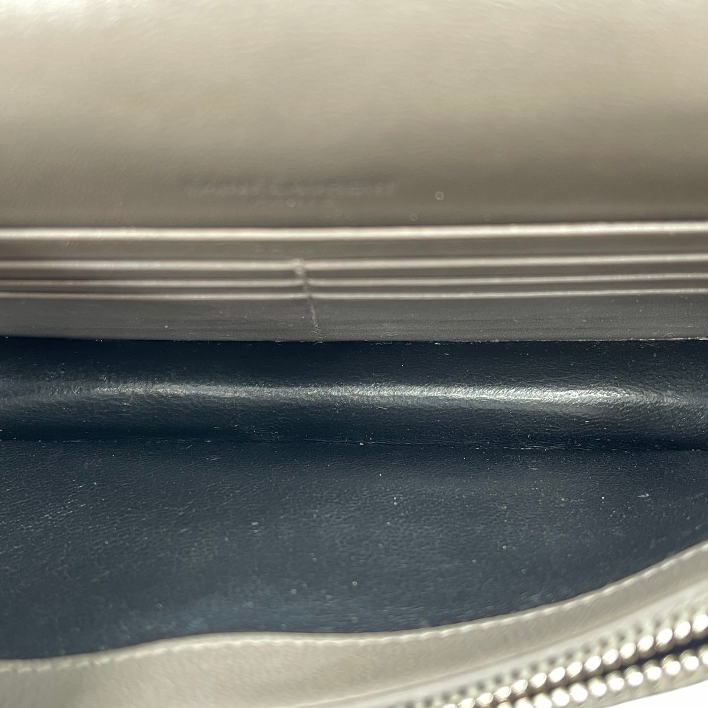 Saint Laurent Kate Tassel Chain Wallet in Fog Grey