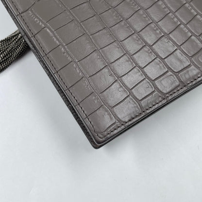 Saint Laurent Kate Tassel Chain Wallet in Fog Grey