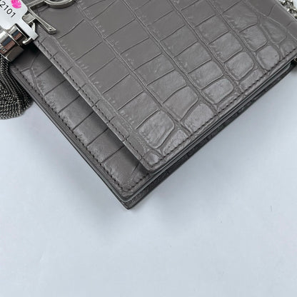 Saint Laurent Kate Tassel Chain Wallet in Fog Grey