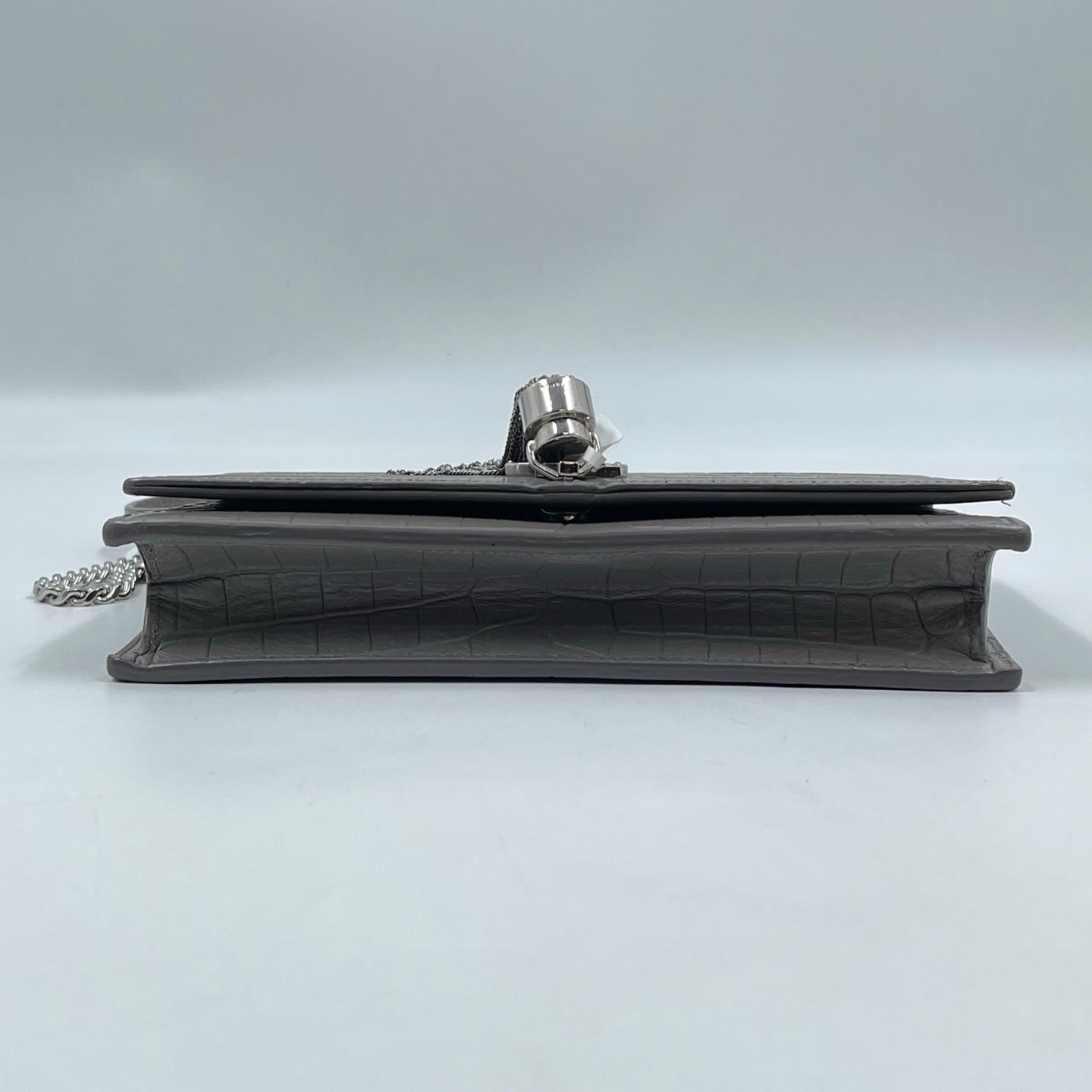 Saint Laurent Kate Tassel Chain Wallet in Fog Grey
