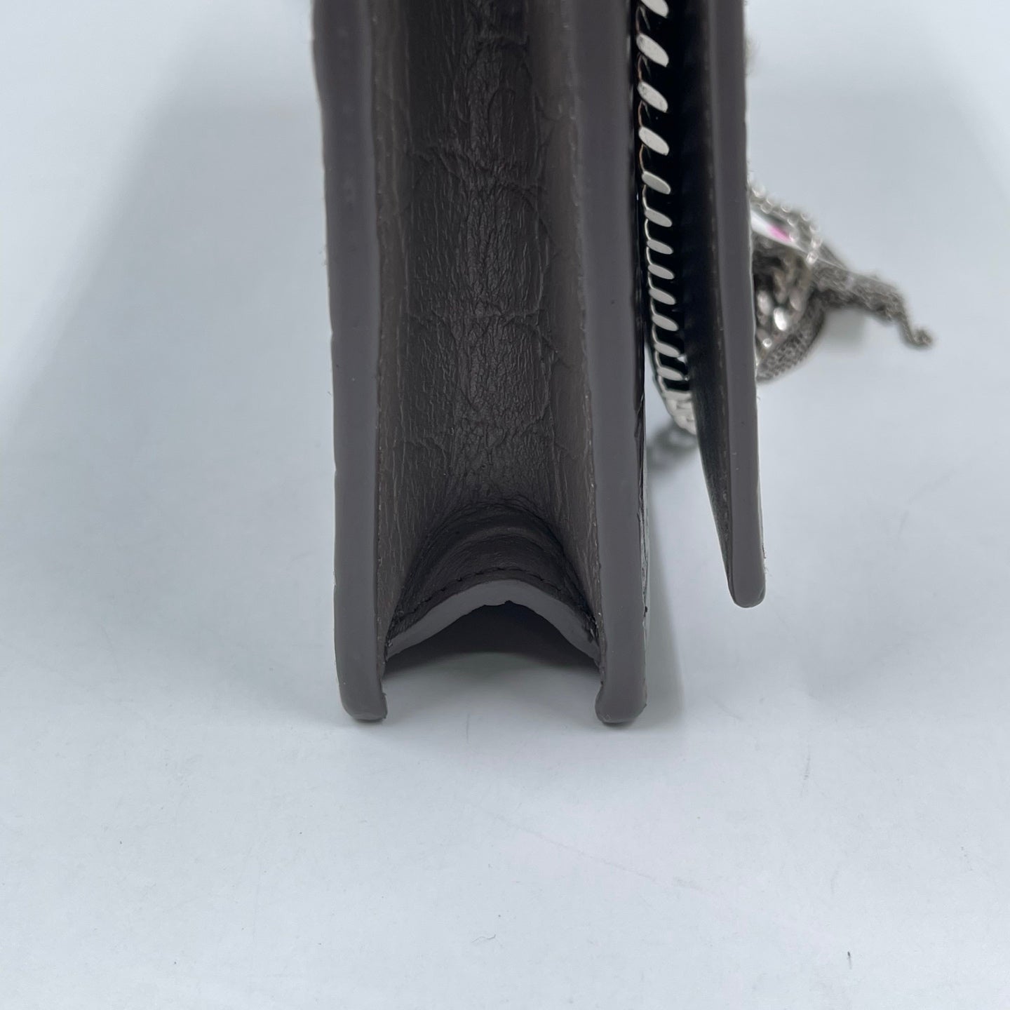 Saint Laurent Kate Tassel Chain Wallet in Fog Grey