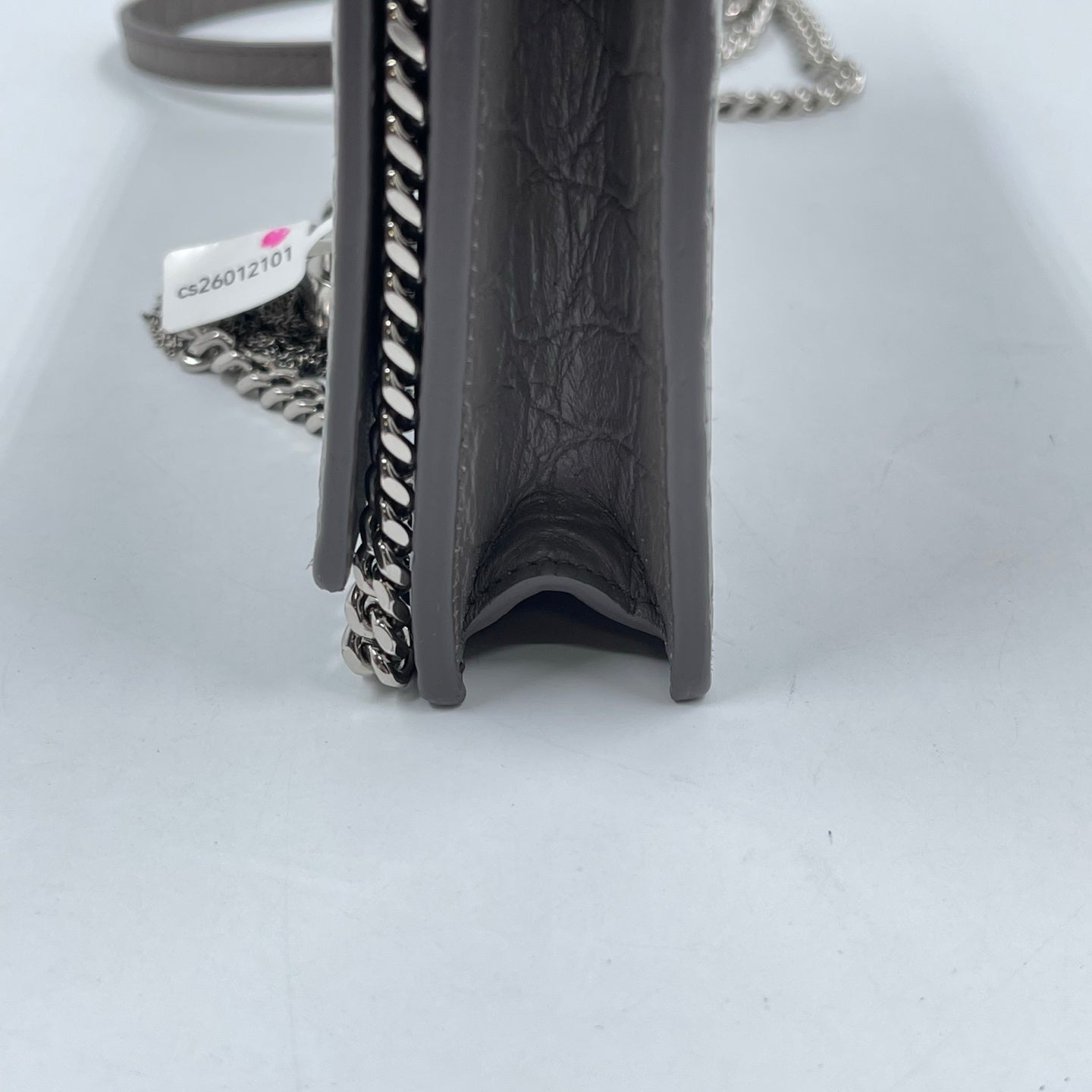 Saint Laurent Kate Tassel Chain Wallet in Fog Grey