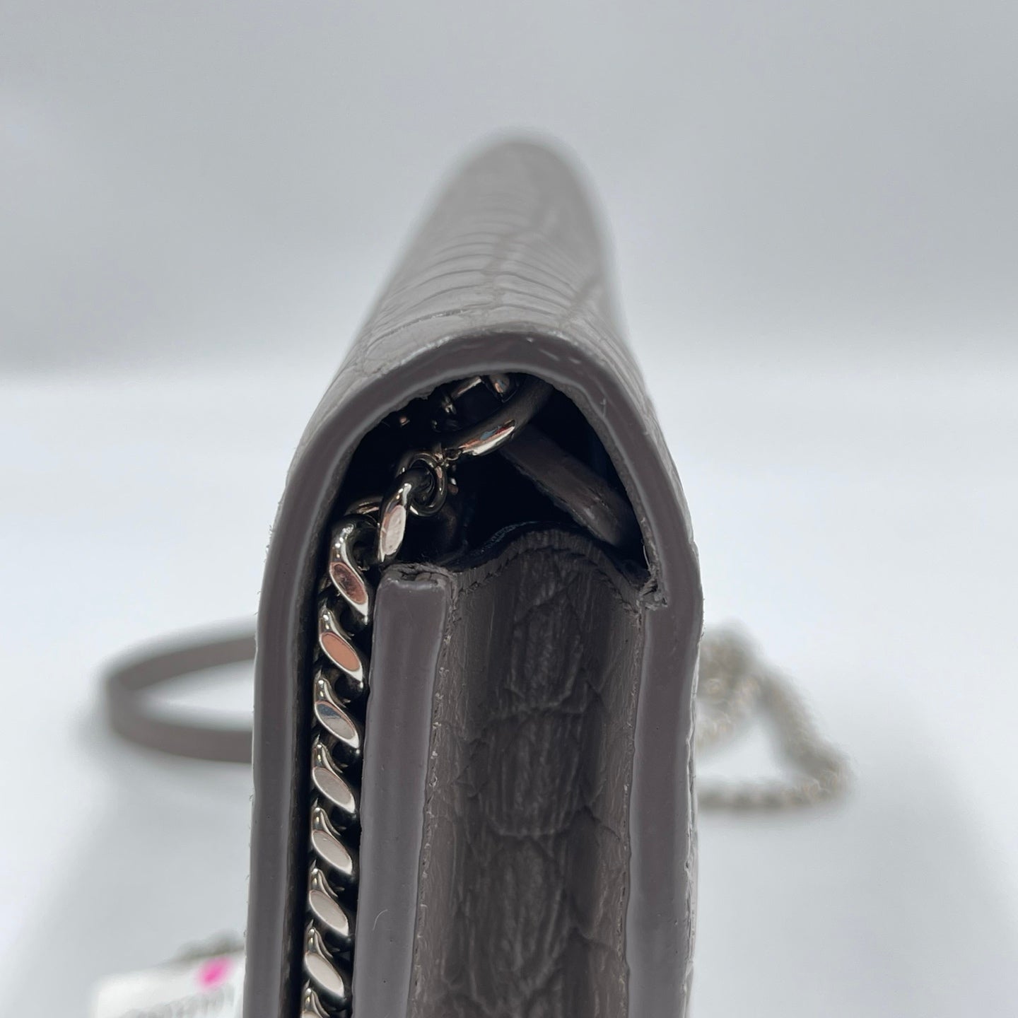 Saint Laurent Kate Tassel Chain Wallet in Fog Grey
