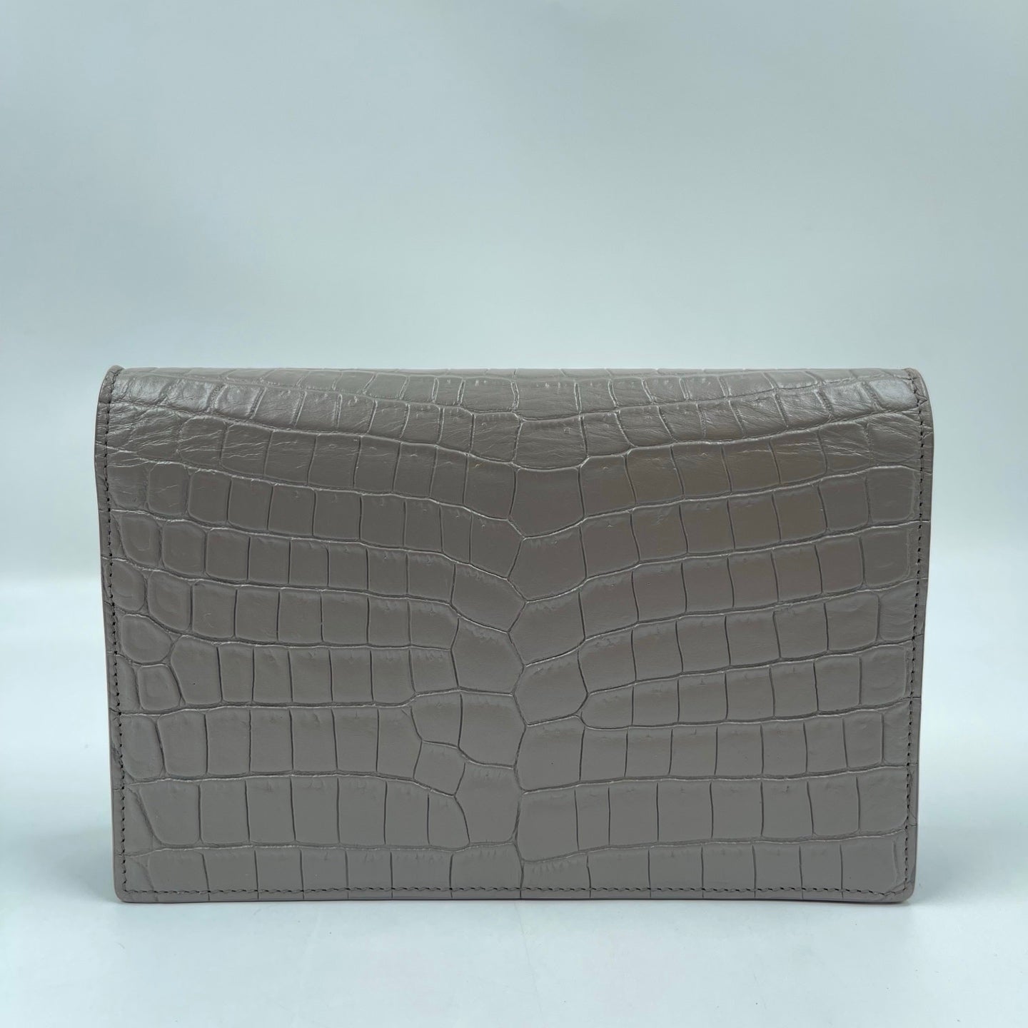 Saint Laurent Kate Tassel Chain Wallet in Fog Grey