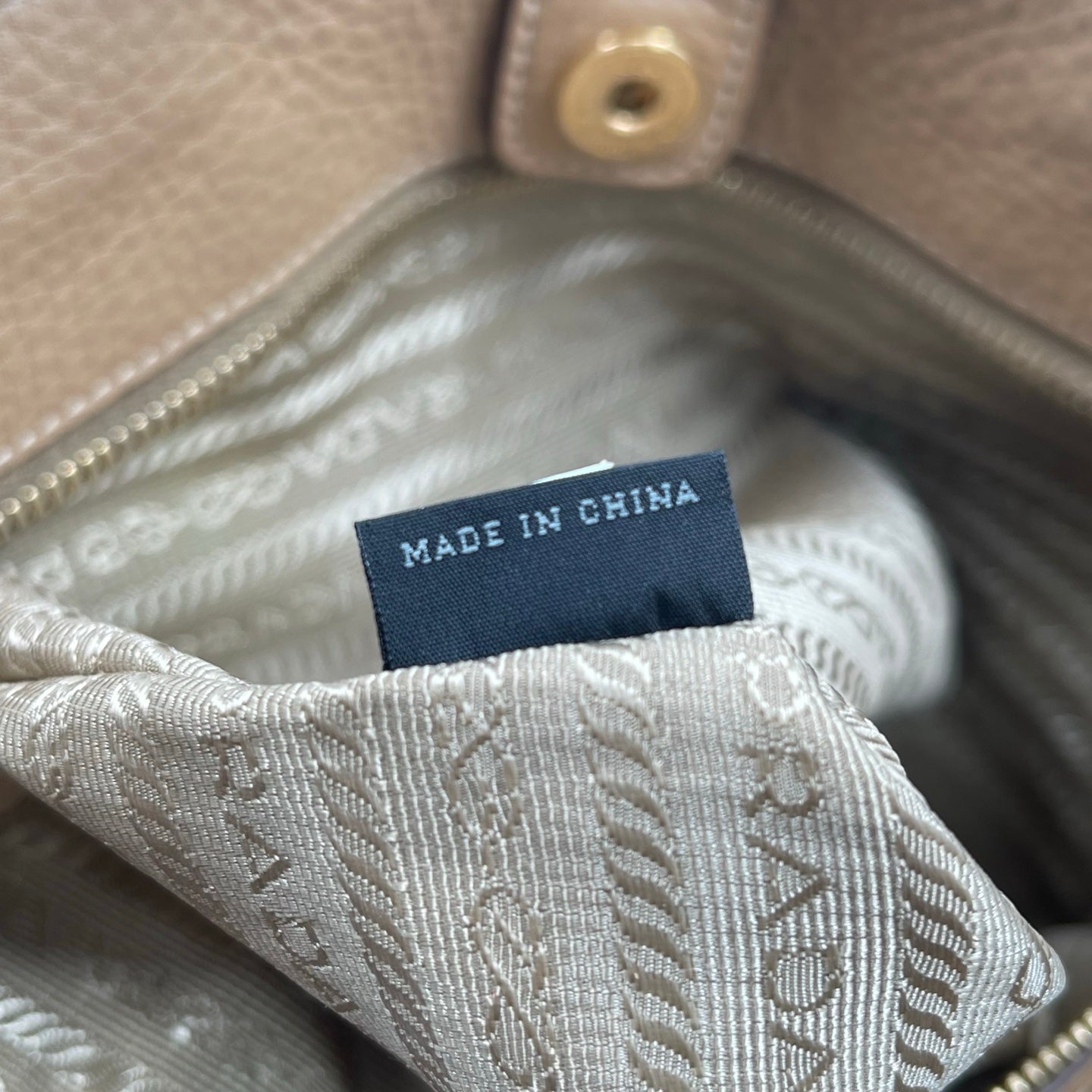 Prada Vitello Daino Shopping Tote in Cannella