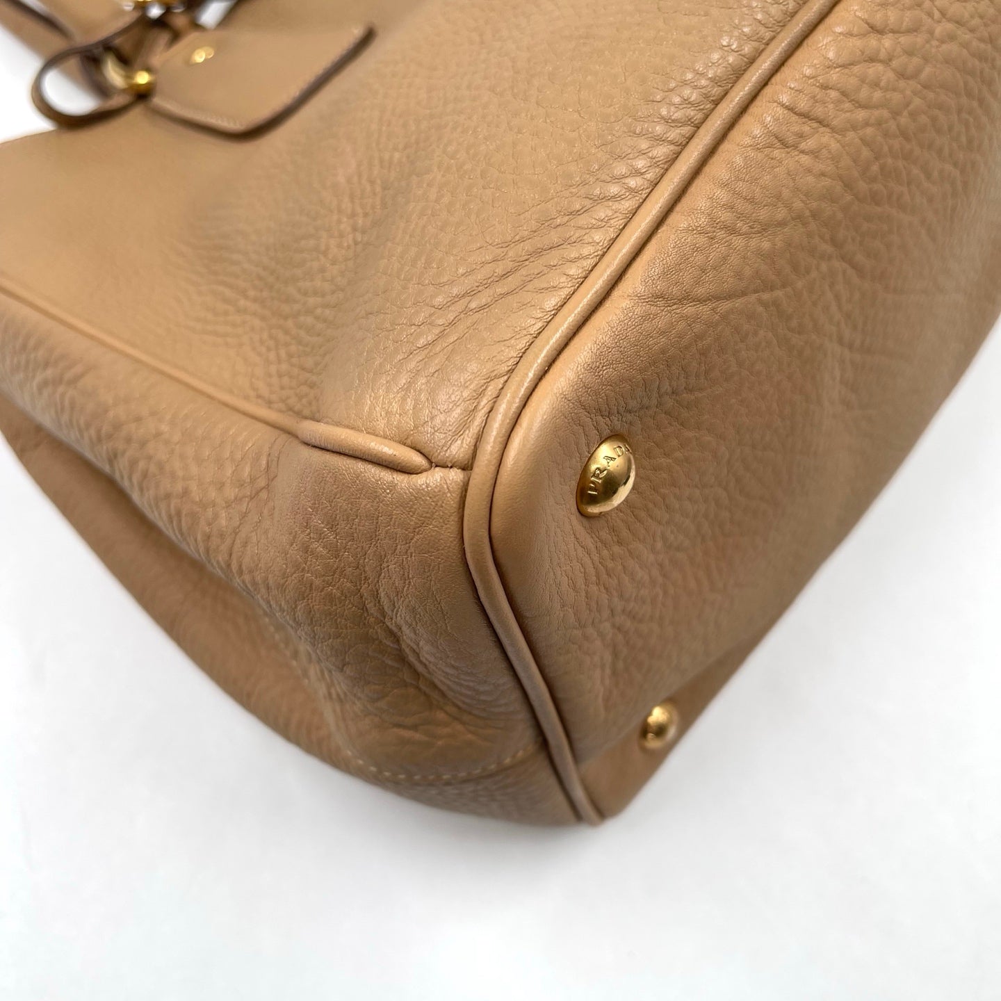 Prada Vitello Daino Shopping Tote in Cannella