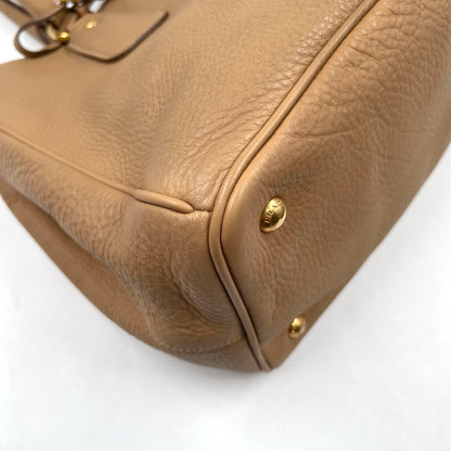 Prada Vitello Daino Shopping Tote in Cannella