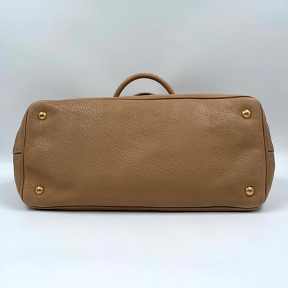 Prada Vitello Daino Shopping Tote in Cannella