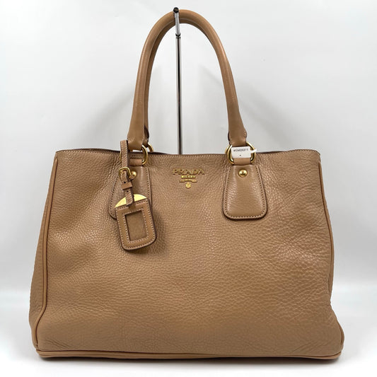 Prada Vitello Daino Shopping Tote in Cannella