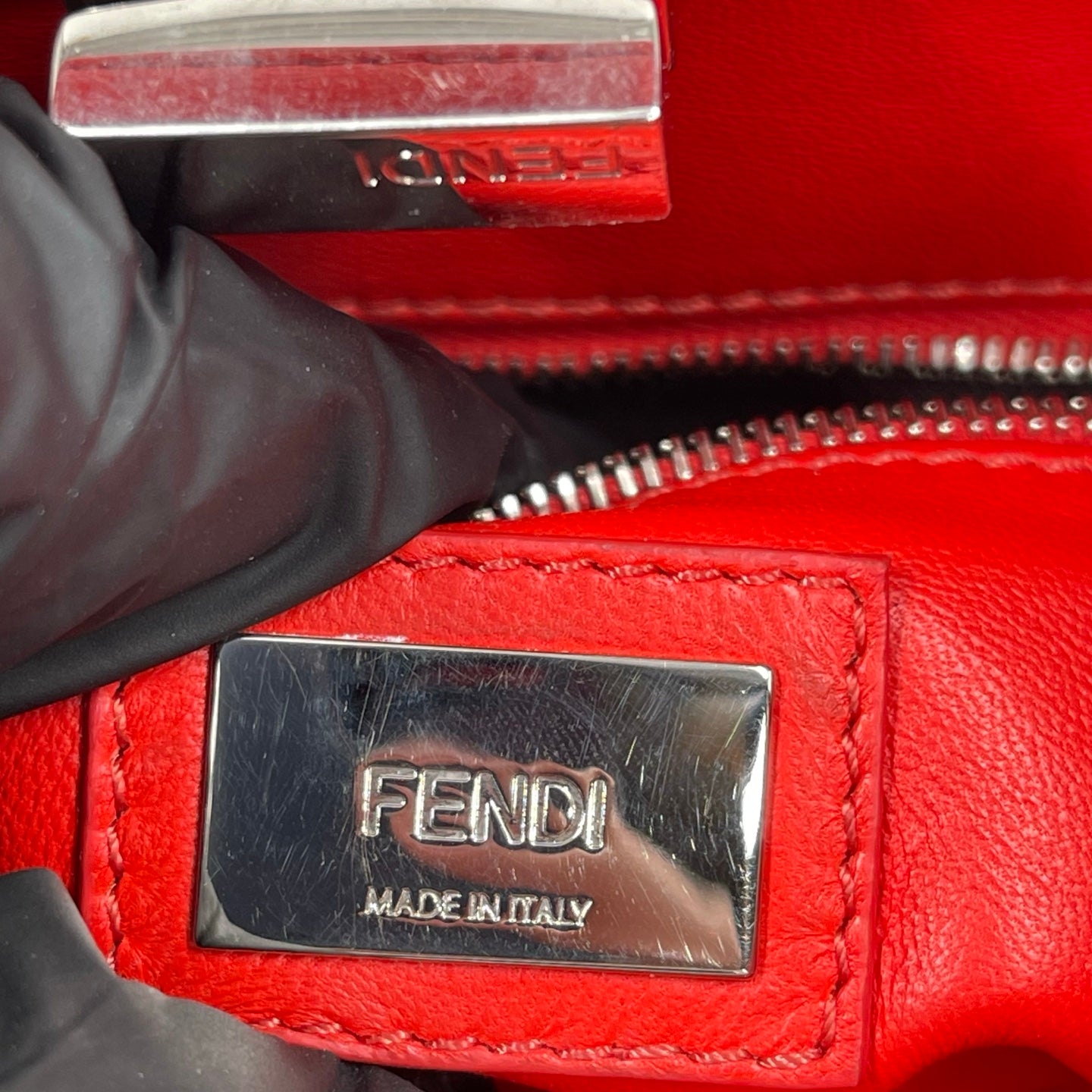 Fendi Peekaboo Iconic Mini in Flame Red Nappa Leather