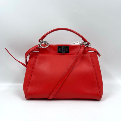 Fendi Peekaboo Iconic Mini in Flame Red Nappa Leather