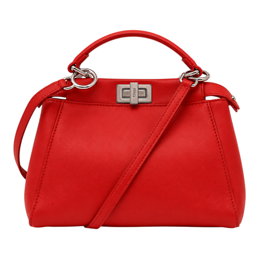 Fendi Peekaboo Iconic Mini in Flame Red Nappa Leather