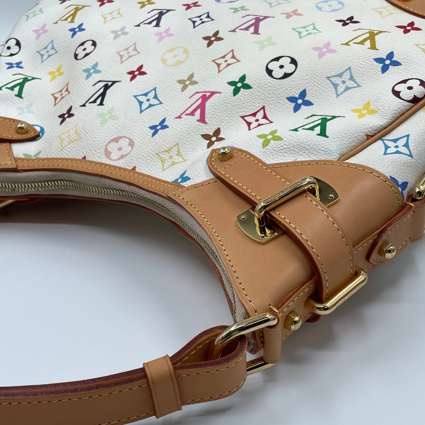 Louis Vuitton x Takashi Murakami Monogram Multicolore Greta Bag in Blanc