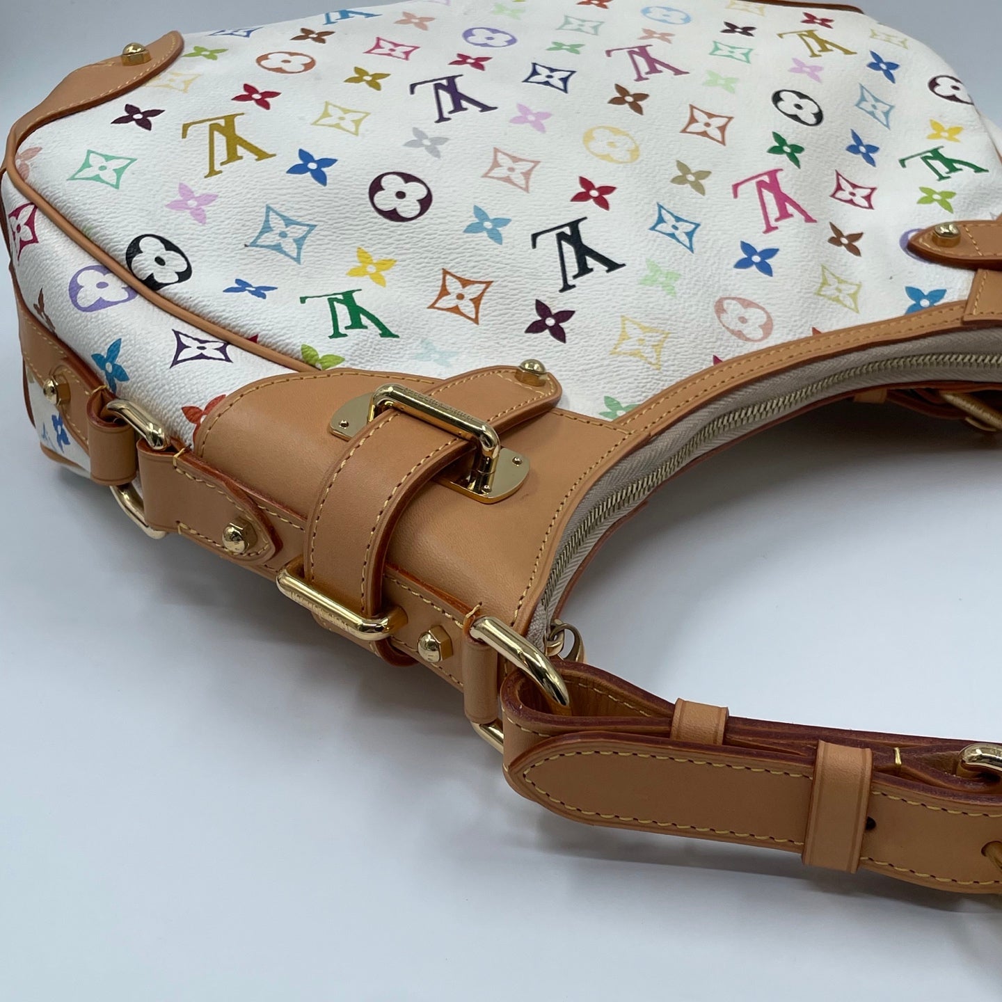Louis Vuitton x Takashi Murakami Monogram Multicolore Greta Bag in Blanc