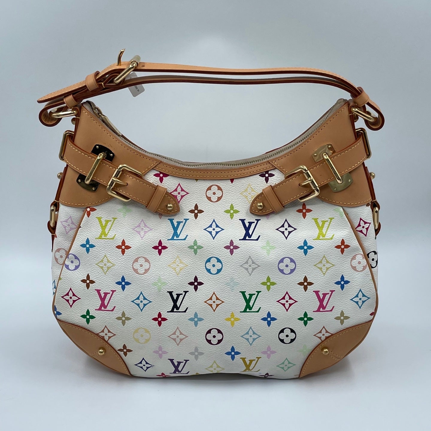 Louis Vuitton x Takashi Murakami Monogram Multicolore Greta Bag in Blanc