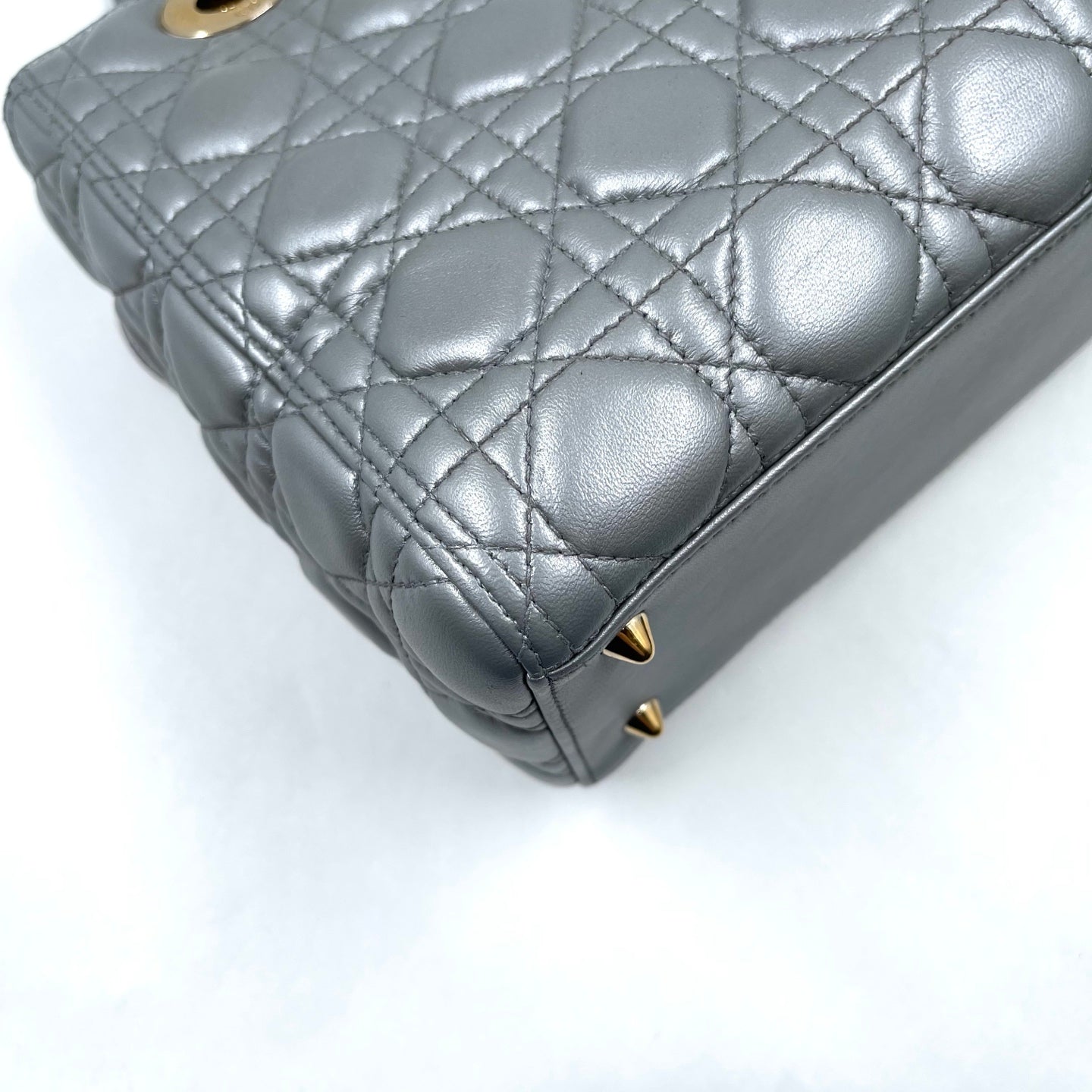 Christian Dior Lady Dior Medium Bag in Metallic Gray