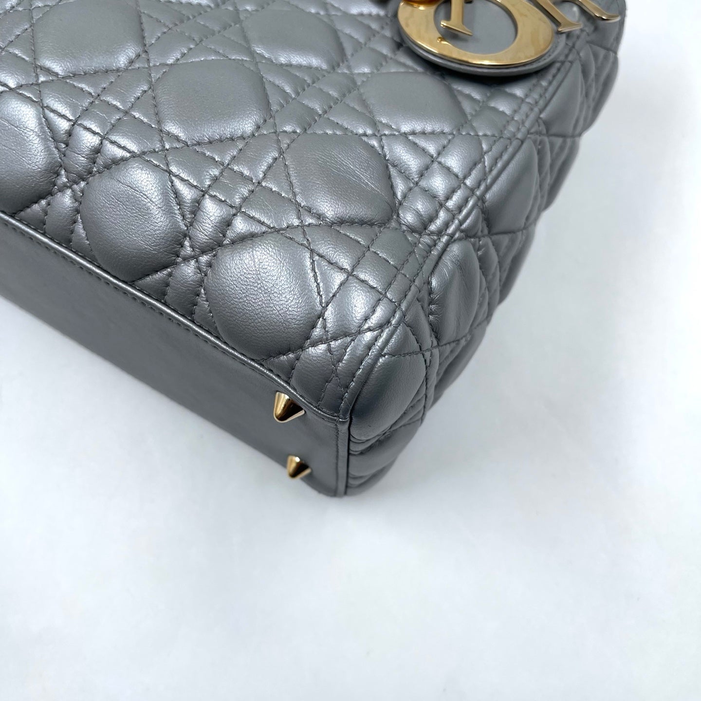 Christian Dior Lady Dior Medium Bag in Metallic Gray