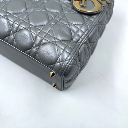 Christian Dior Lady Dior Medium Bag in Metallic Gray