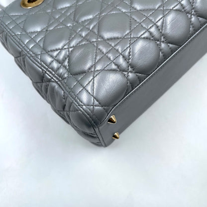 Christian Dior Lady Dior Medium Bag in Metallic Gray