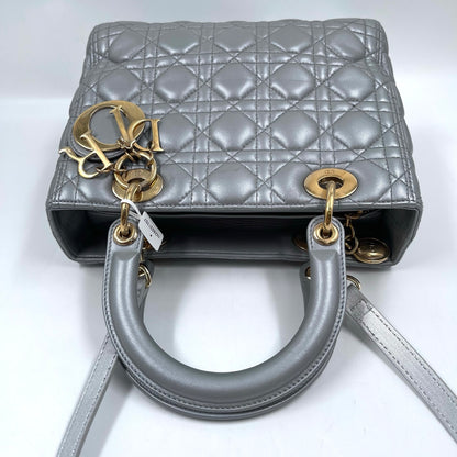 Christian Dior Lady Dior Medium Bag in Metallic Gray