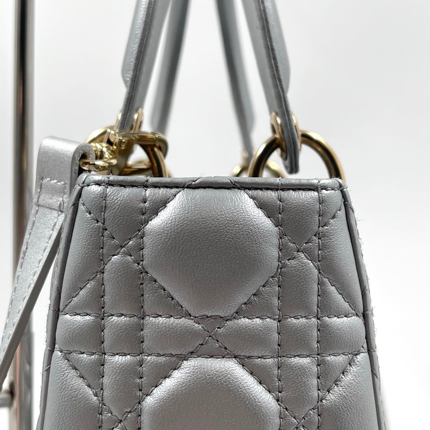 Christian Dior Lady Dior Medium Bag in Metallic Gray