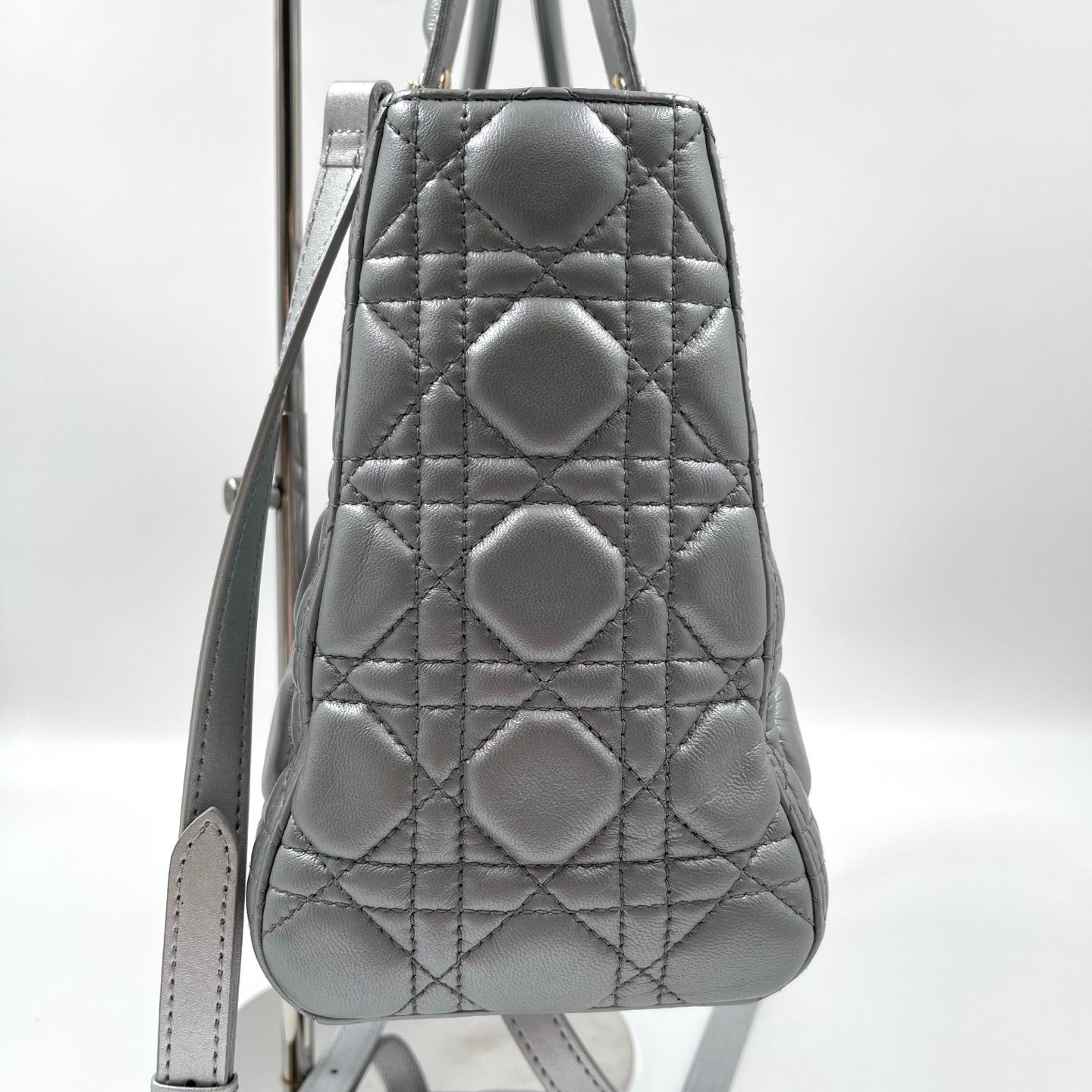 Christian Dior Lady Dior Medium Bag in Metallic Gray