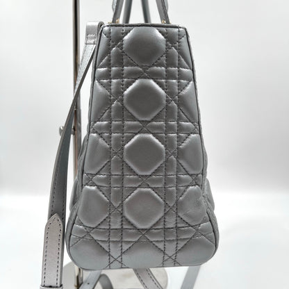 Christian Dior Lady Dior Medium Bag in Metallic Gray
