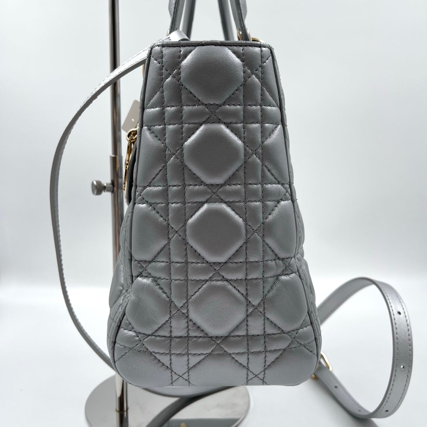 Christian Dior Lady Dior Medium Bag in Metallic Gray