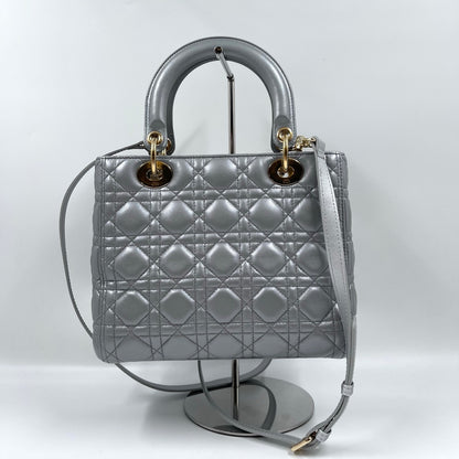 Christian Dior Lady Dior Medium Bag in Metallic Gray