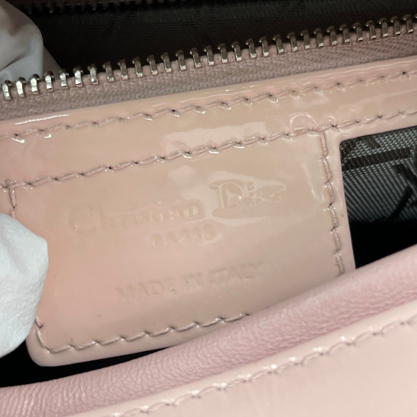 Christian Dior Lady Dior Large Bag in Light Pink Patent Leather