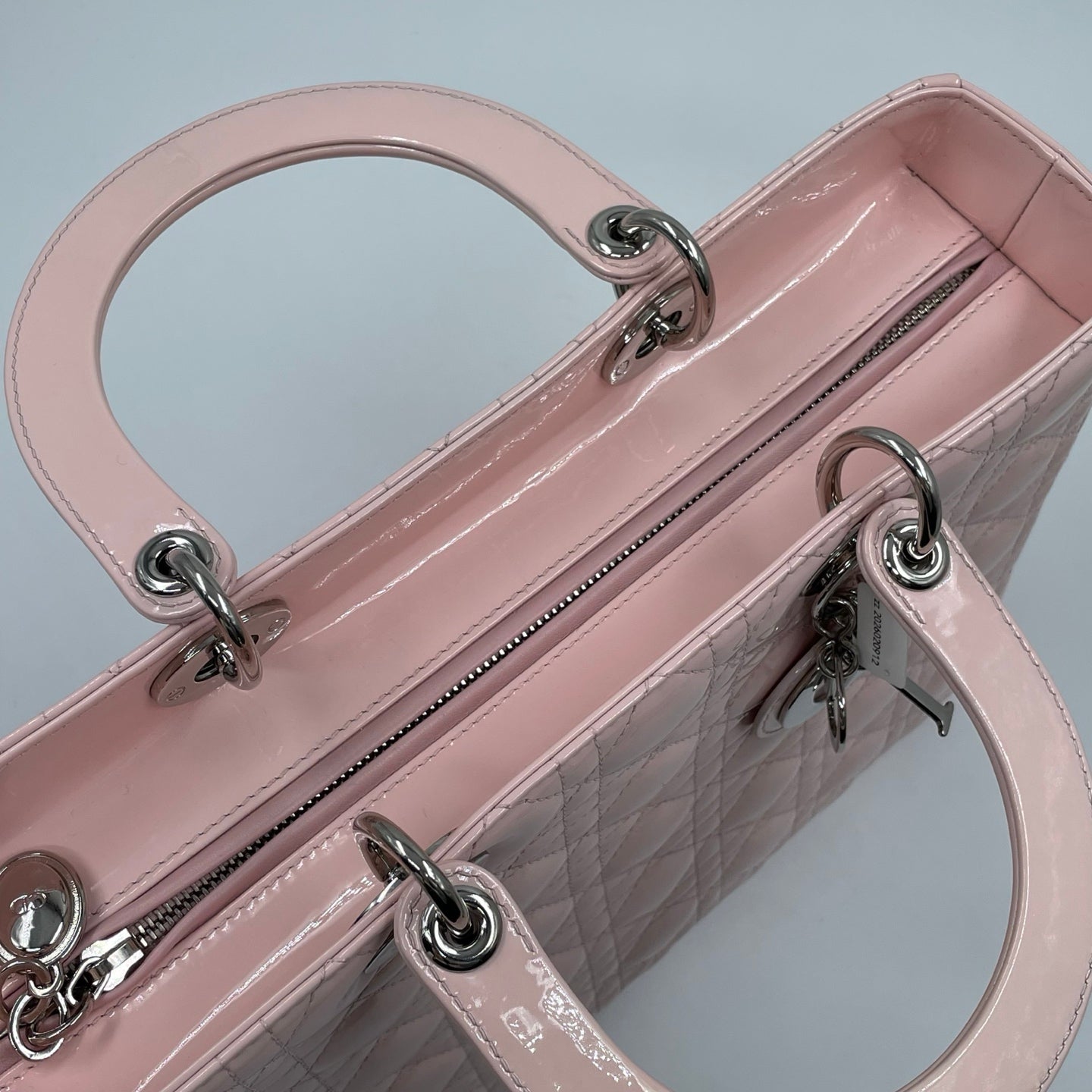 Christian Dior Lady Dior Large Bag in Light Pink Patent Leather