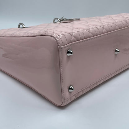 Christian Dior Lady Dior Large Bag in Light Pink Patent Leather