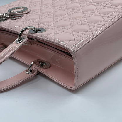 Christian Dior Lady Dior Large Bag in Light Pink Patent Leather