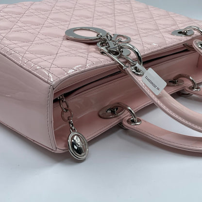 Christian Dior Lady Dior Large Bag in Light Pink Patent Leather