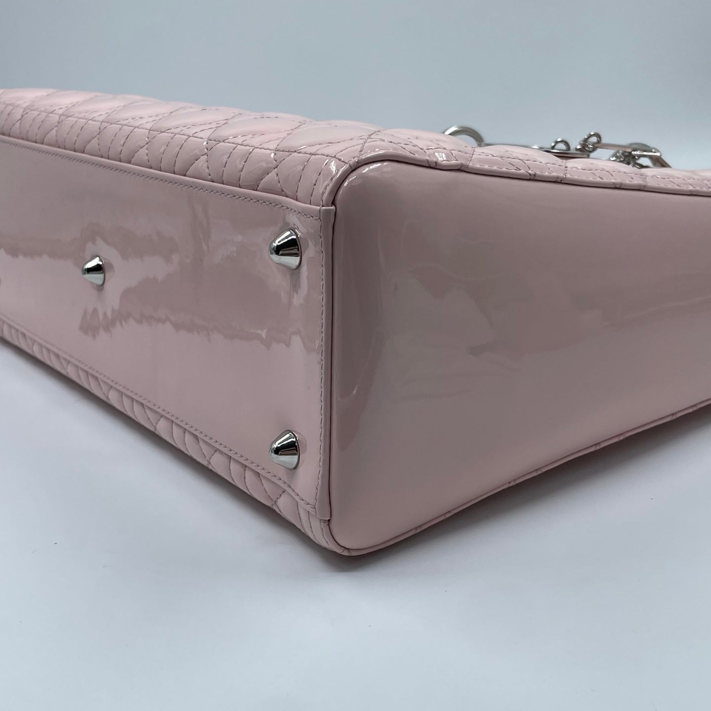 Christian Dior Lady Dior Large Bag in Light Pink Patent Leather