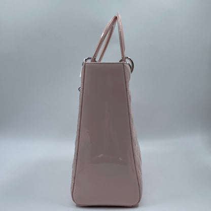 Christian Dior Lady Dior Large Bag in Light Pink Patent Leather