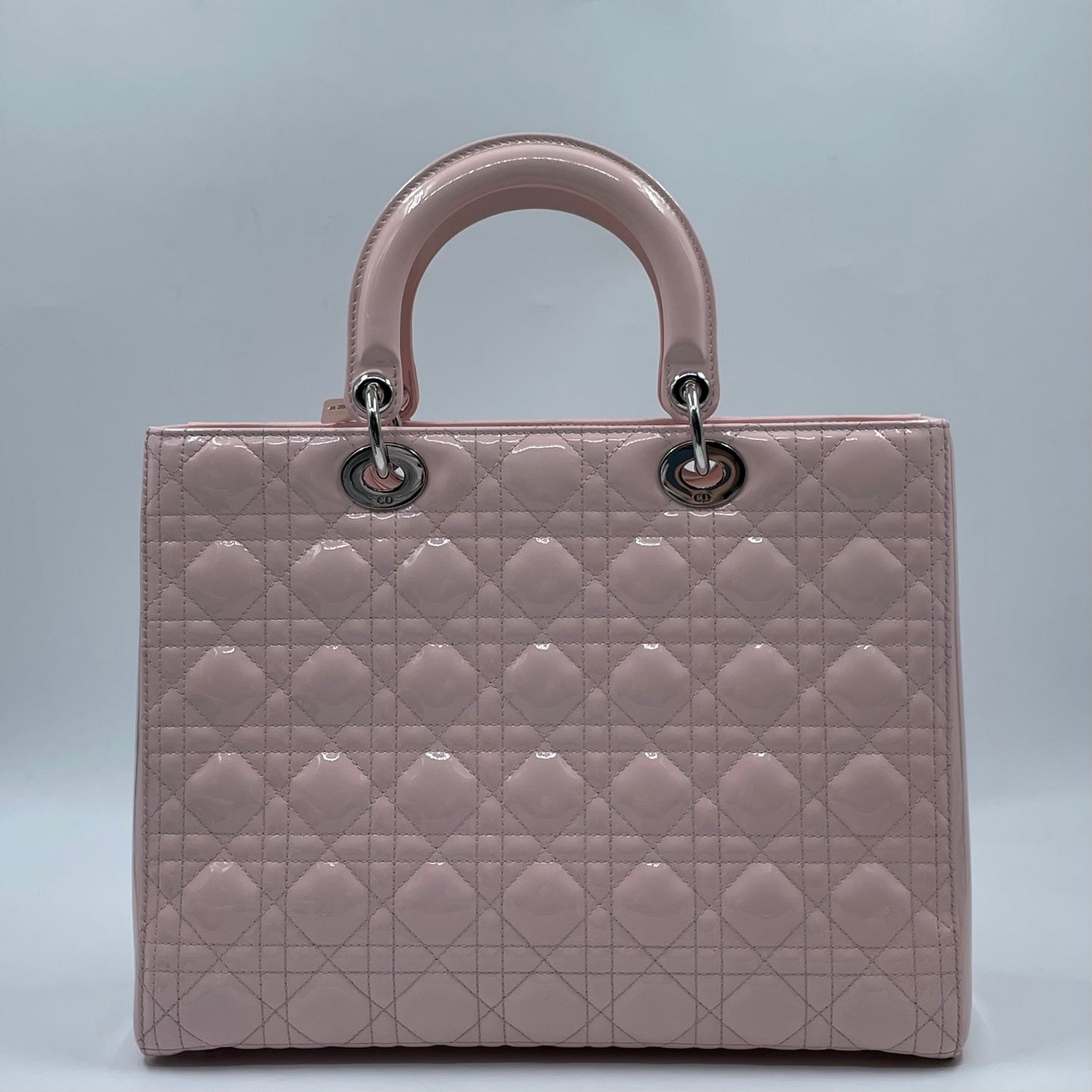Christian Dior Lady Dior Large Bag in Light Pink Patent Leather