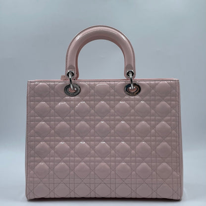 Christian Dior Lady Dior Large Bag in Light Pink Patent Leather