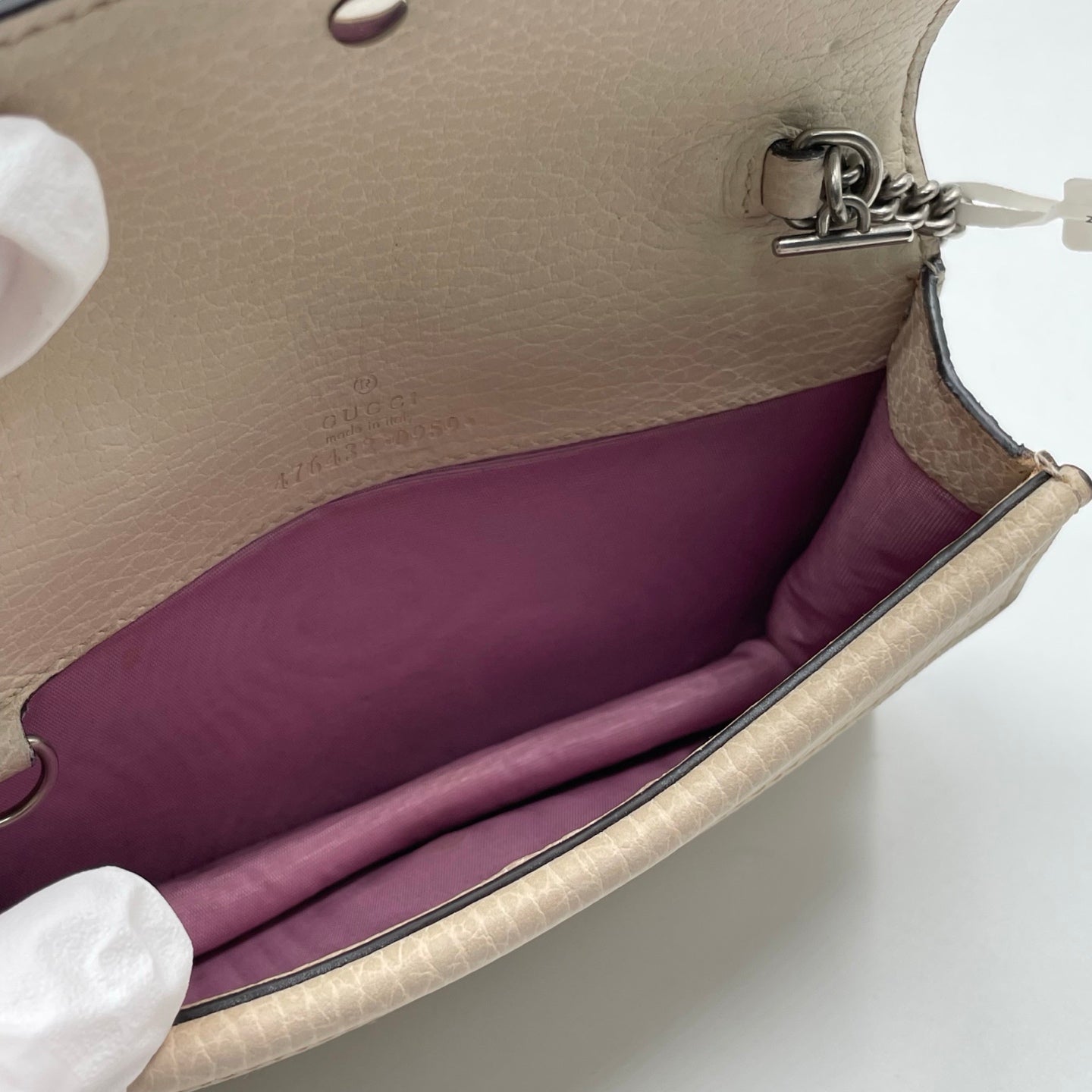 Gucci Dionysus Super Mini Shoulder Bag in Cream Leather