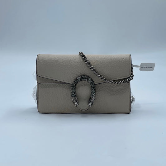 Gucci Dionysus Super Mini Shoulder Bag in Cream Leather