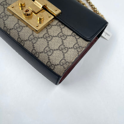 Gucci Padlock Small Shoulder Bag in GG Supreme Canvas Ebony