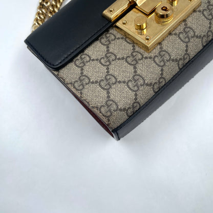 Gucci Padlock Small Shoulder Bag in GG Supreme Canvas Ebony