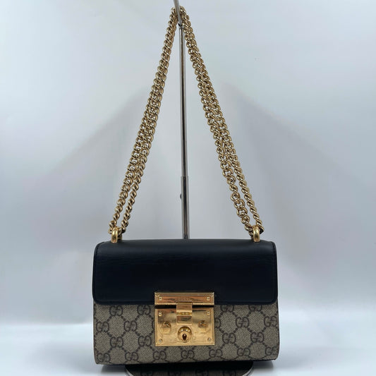 Gucci Padlock Small Shoulder Bag in GG Supreme Canvas Ebony