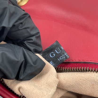 Gucci GG Marmont Small Matelassé Shoulder Bag in Hibiscus Red