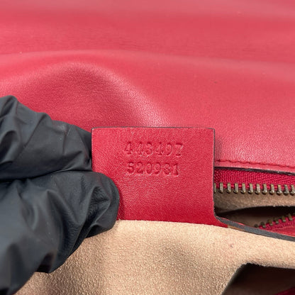 Gucci GG Marmont Small Matelassé Shoulder Bag in Hibiscus Red