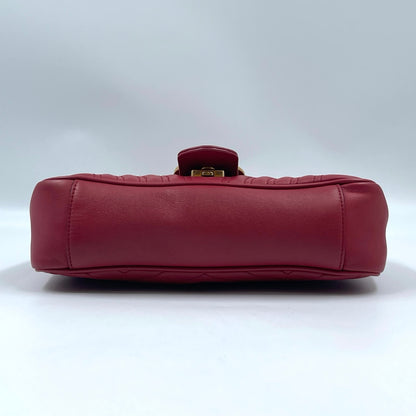 Gucci GG Marmont Small Matelassé Shoulder Bag in Hibiscus Red
