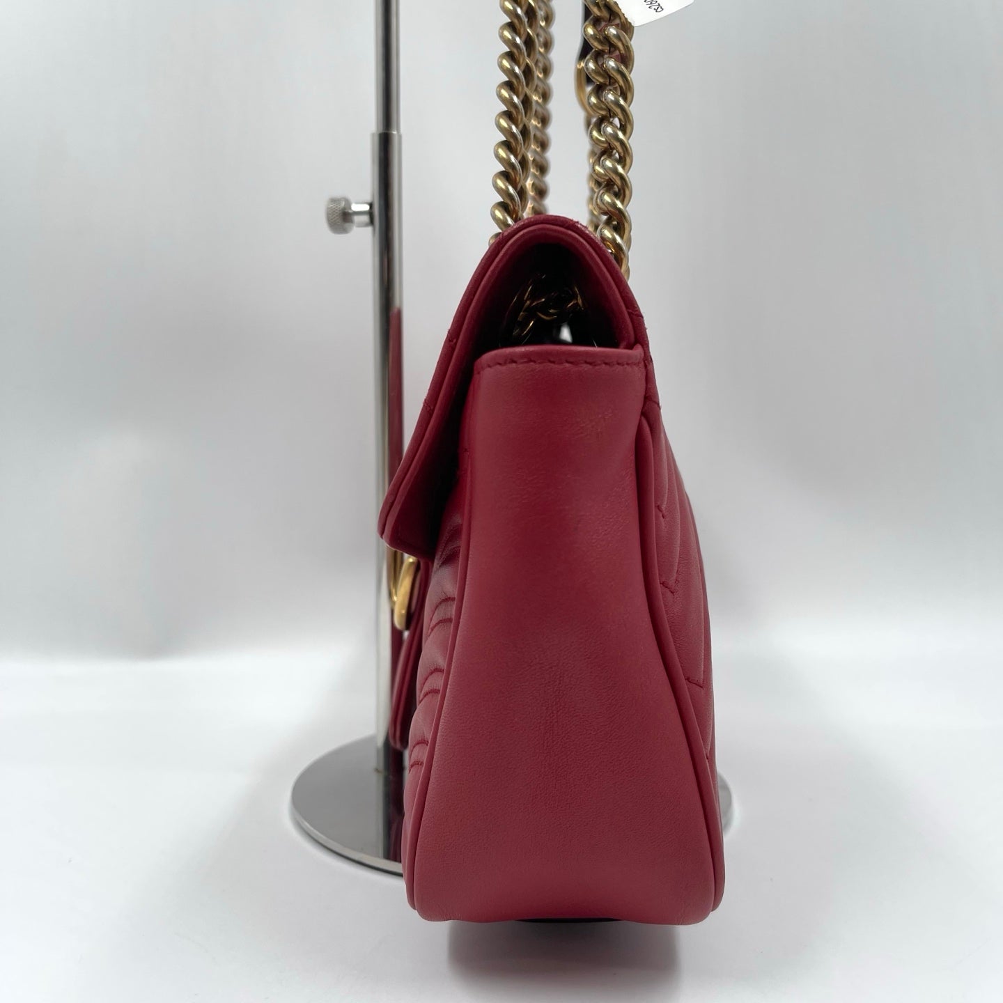 Gucci GG Marmont Small Matelassé Shoulder Bag in Hibiscus Red