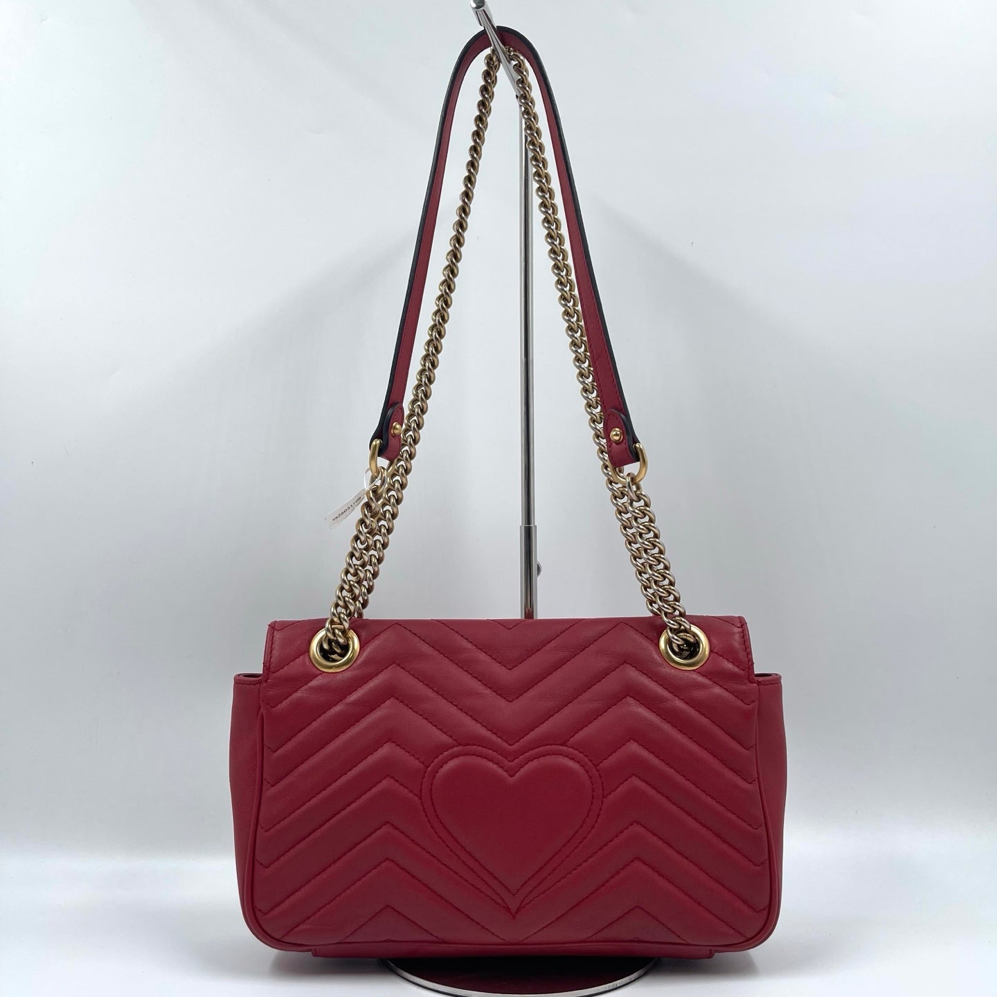 Gucci GG Marmont Small Matelassé Shoulder Bag in Hibiscus Red