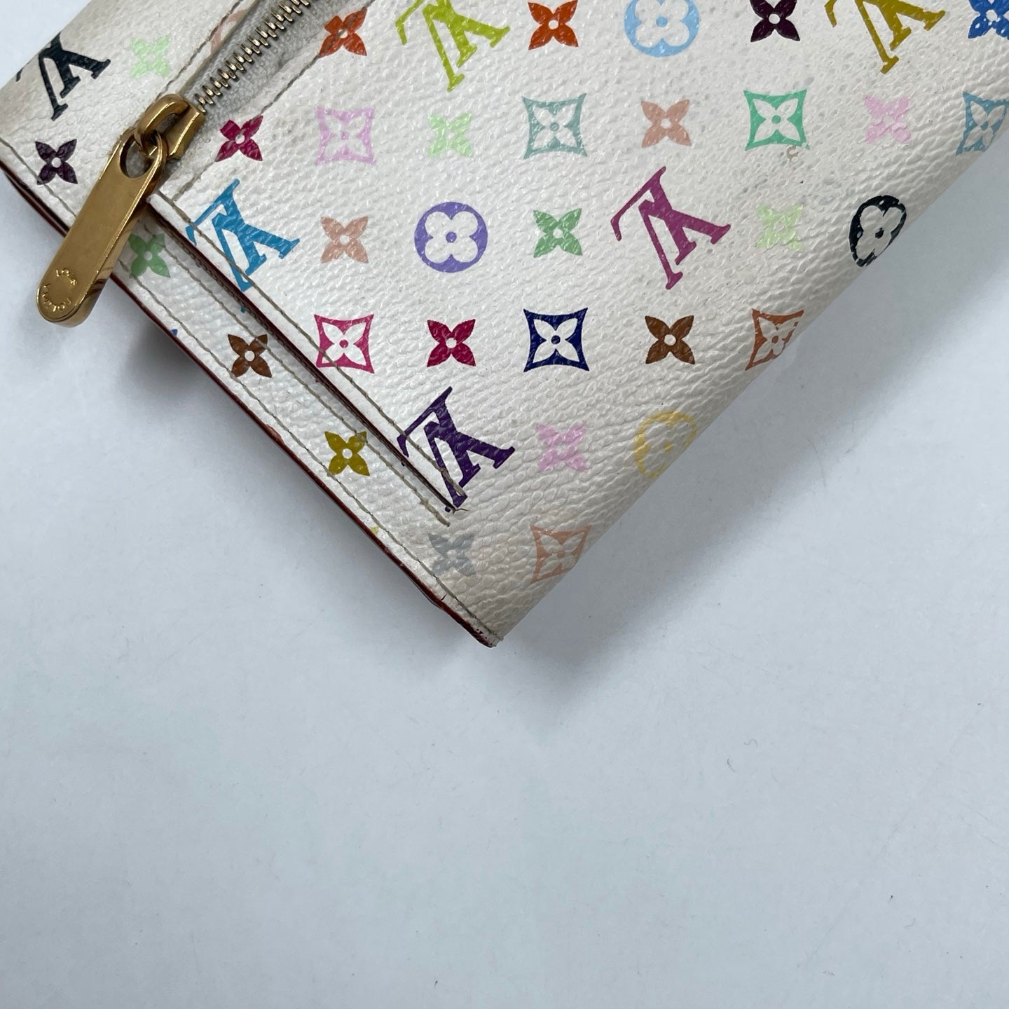 Louis Vuitton x Takashi Murakami Monogram Multicolore Eugénie Wallet in White
