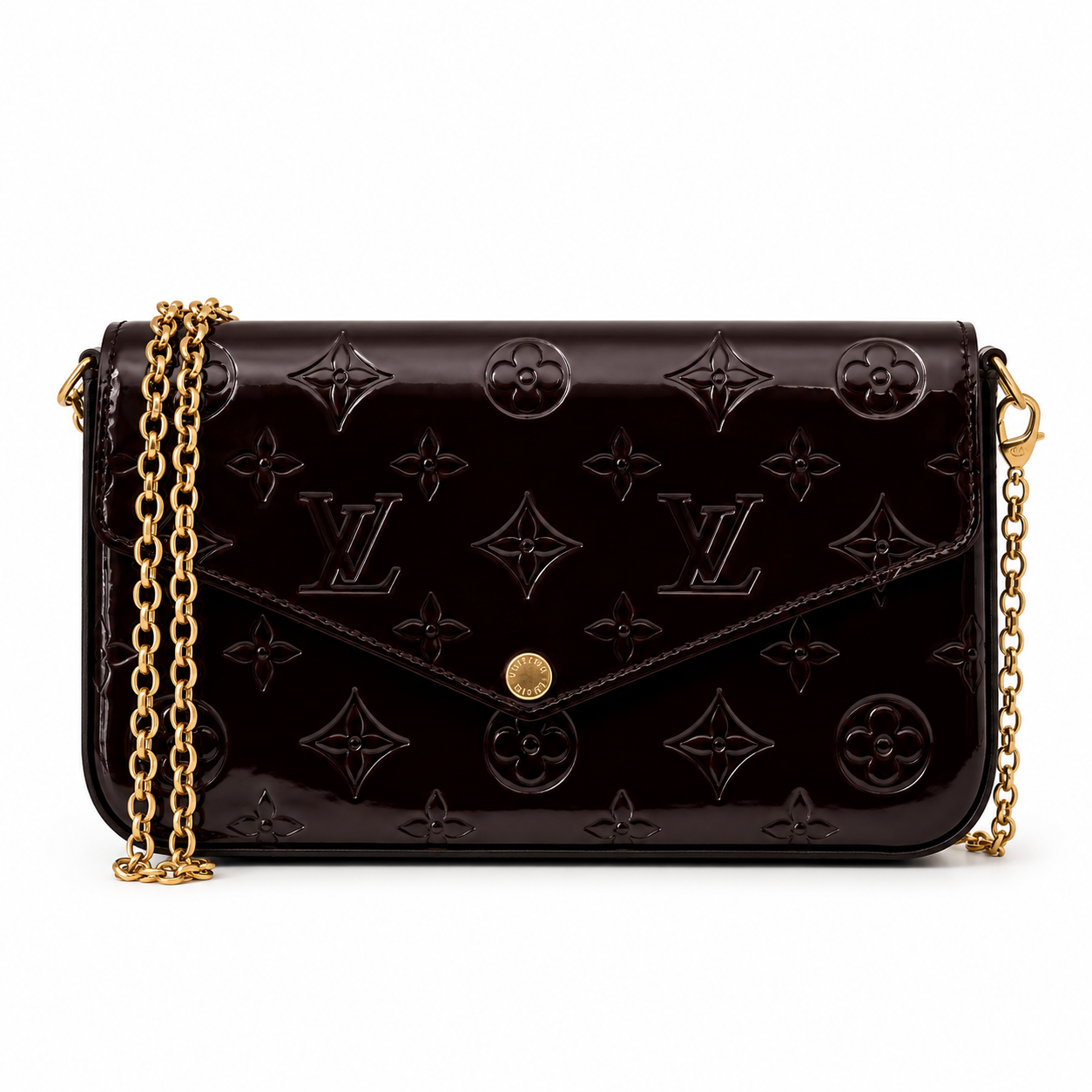 Louis Vuitton Félicie Pochette Monogram Vernis in Amarante
